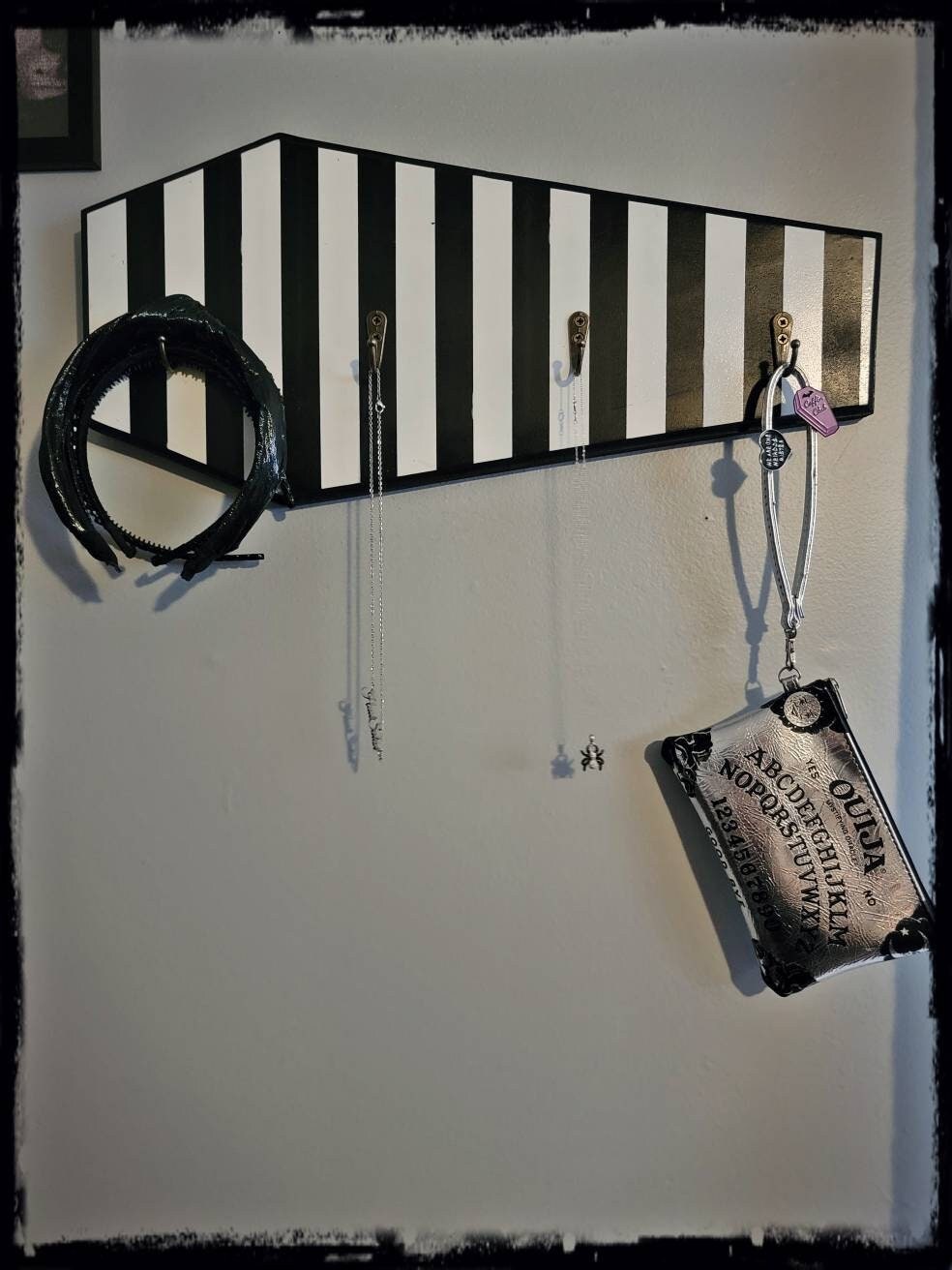 20 inch striped Coffin mug /jewelry/key rack
