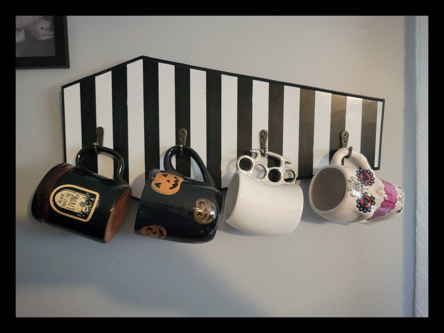20 inch striped Coffin mug /jewelry/key rack