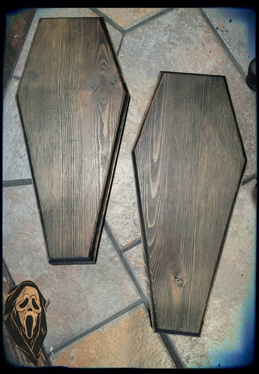 Set of 2 - 15" custom wood coffins wall decor