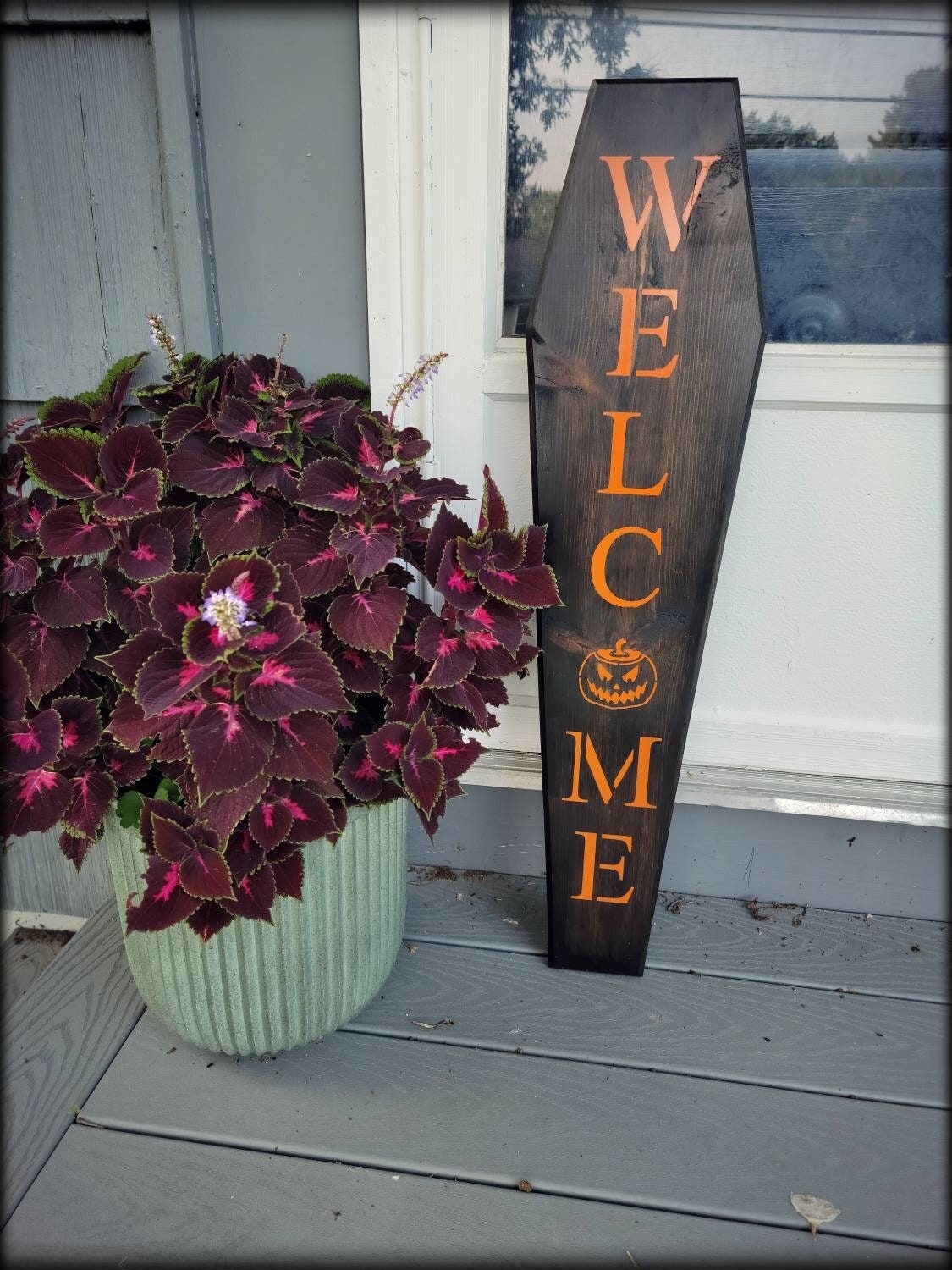 Coffin/ halloween welcome sign! 3ft