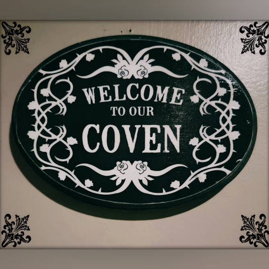 Welcome to our coven wall plaque