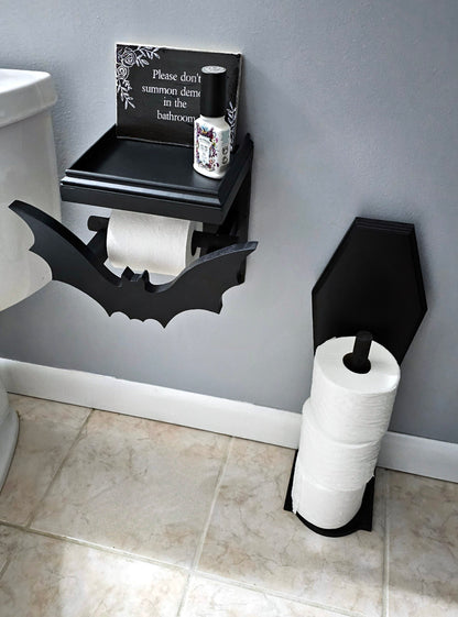 Bat and Coffin bathroom decor