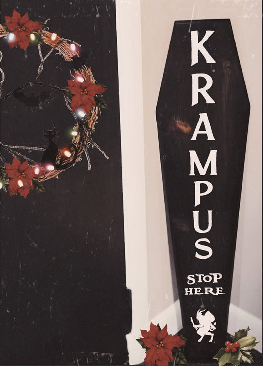 Krampus stop here welcome sign